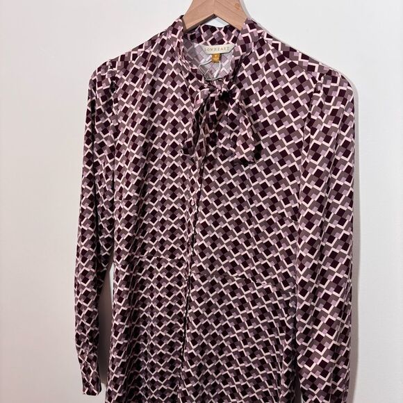 Downeast KELLY SHIRTDRESS WITH BOW TIE NEW with tags Size Medium GEO PEPPERCORN - Picture 4 of 15